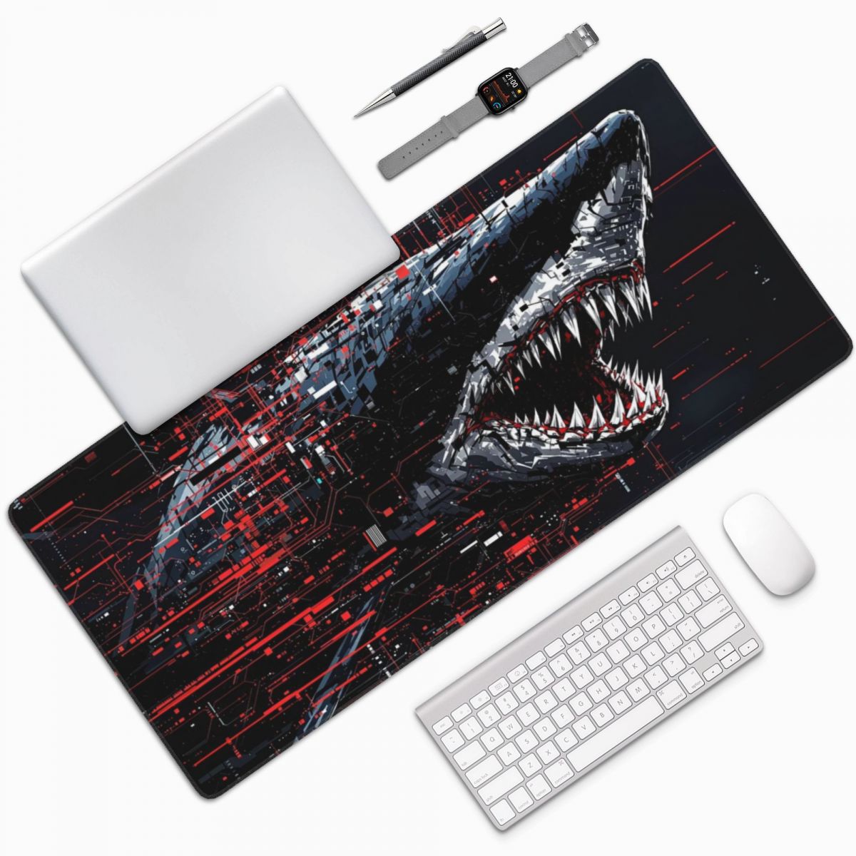Gaming Accessories White - Ferocious Great White Shark Large Mouse