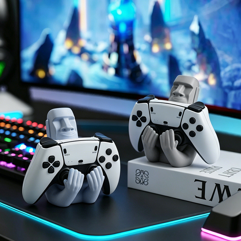 Gaming Accessories Rgb - Funny Moai Stone Resin Gamepad Holder